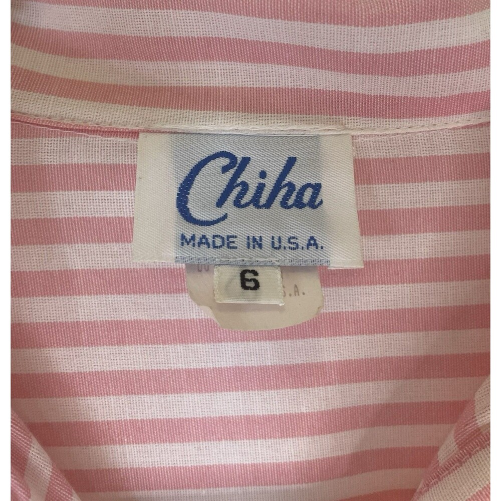 Vintage Chiha Midi Stripes Dress Size 6 With Side Pockets - Picture 3 of 10